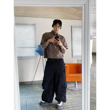 【OTIS】 【現貨】咖棕襯衫 中古感 老錢 短袖 襯衫 寬鬆 OVERSIZE 落肩 嘻哈 美式 街頭