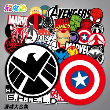 【合集】復仇者聯盟英雄標志貼紙滑板手機筆記本行李箱貼裝飾防水