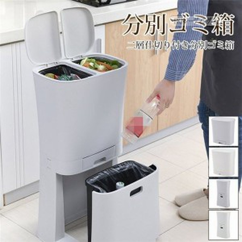 ゴミ箱 キッチン 分別 ペダル式 二階建て ゴミ箱 乾湿分離