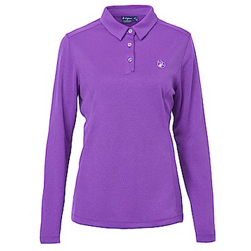 Wildland 女彈性POLO本布領保暖衣紫