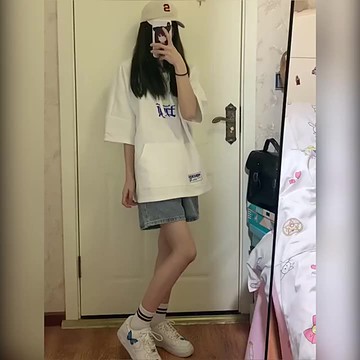 牛仔短褲 女夏高腰a字顯瘦 百搭寬松 直筒五分褲 闊腿中褲子【不二雜貨】