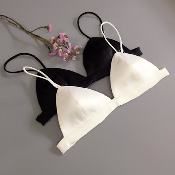 細帶三角杯abc文胸無鋼圈大胸顯小胸罩無搭扣套頭光面無海綿內衣