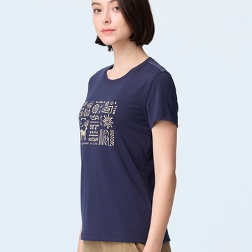 【WILDLAND荒野】女瀰漫部落戶外機能T長春花藍色