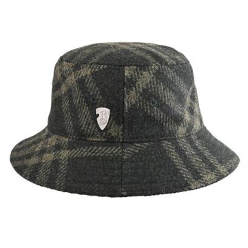BURBERRY 個性盾牌LOGO格紋羊毛遮陽帽/漁夫帽(綠)