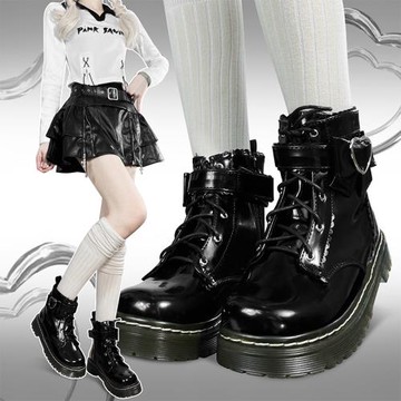 圣誕甜心PUNKCAT原創朋克風馬丁靴洛麗塔短靴y2k亞文化辣妹lo鞋女