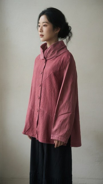 【聲聲慢】質感立領設計上衣 棉麻 手染 古著