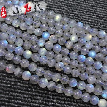 天然閃光石散珠圓珠手鏈項鏈拉長石diy材料手串珠半成品飾品配件