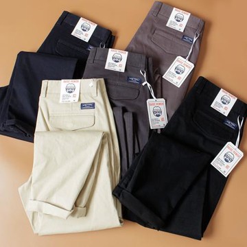 外貿尾單男裝出口原單春秋重磅水洗彈力男士經典寬松直筒休閑長褲