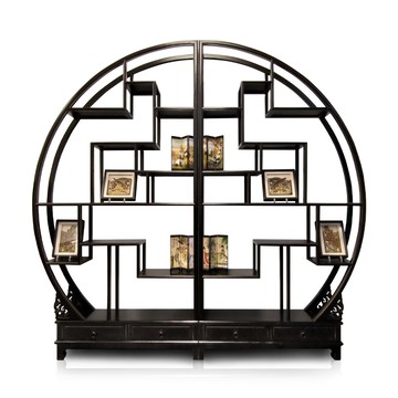 【C'est Chic】鴻儒藏書榆木四抽古董架(1對)(復古)-幅207cm