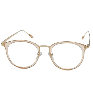 ALEGANT韓版拼接設計波士頓框金屬鏡腳濾藍光眼鏡 淡蜜透黃 男女通用款  143  1個
