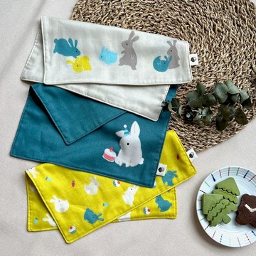 【客製刺繡-紗布巾3件組彌月禮盒】我愛我的生日 兔子寶寶 手帕