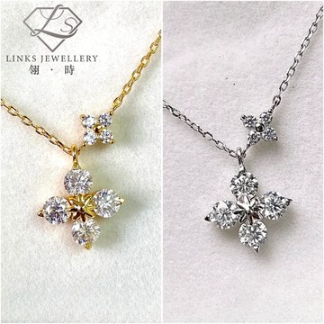 ［翎時珠寶］真正莫桑石 可過測鑽筆 18K金-四葉草項鍊吊墜 MNG028 莫桑石項鍊 18K金項鏈 鑽石項鍊 鎖骨鍊