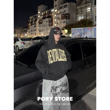 【PORY STORE】韓系復古Boxy 寬短帽T 加厚 挺版 舒適 百搭 長袖 帽T 韓國帽T