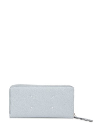 Maison Margiela - four-stitch logo zip-up wallet - men - Viscose/Calf Leather/Zinc/Brass/Calf Leather/Copper/Aluminium - One Size - Blue