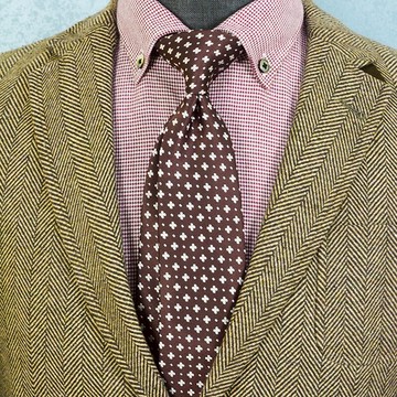 商務8cm男領帶正裝十字花碎花新郎棕色紫色結婚手打領呔歐美復古