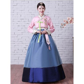 延吉繡花朝鮮服族女傳統韓國宮廷古裝高腰大長今韓服改良舞蹈表演