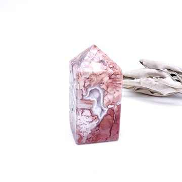 藍紋。柱子  一圖一物 平衡情緒 療癒  l 粉藍紋瑪瑙柱 有晶洞 l