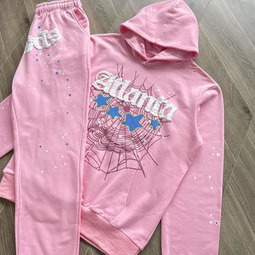 Sp5der 555555 Atlanta Pink Hoodie pants 粉色蜘蛛網衛衣長褲