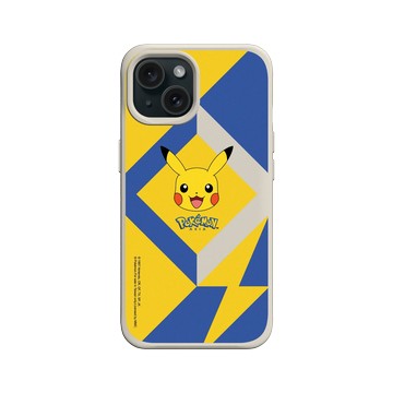 iPhone 15 SolidX 貝殼灰 - 寶可夢 Pokemon - 幾何閃電-皮卡丘