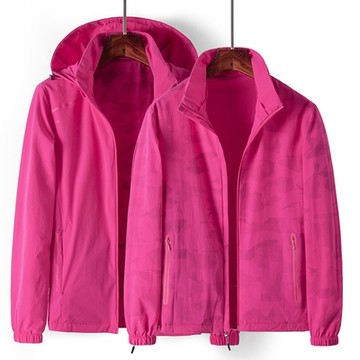 [米蘭精品] 衝鋒衣連帽夾克-秋冬雙面穿防水印花男女衝鋒外套7色74db43