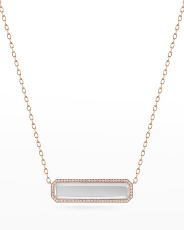 Belle Rose Gold East-West Rock Crystal Tablet Necklace