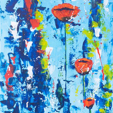 罌粟畫花原始藝術意大利托斯卡納牆藝術拉伸帆布藝術