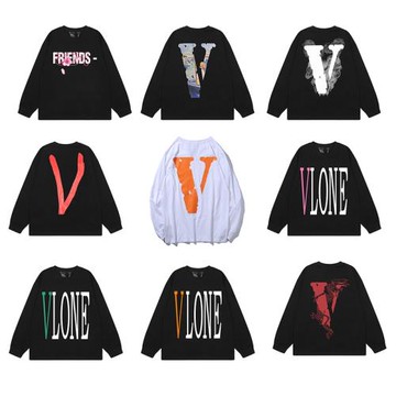 vlone fog長袖T恤男女打底衫大V字母大碼美式寬松圓領衛衣潮牌秋