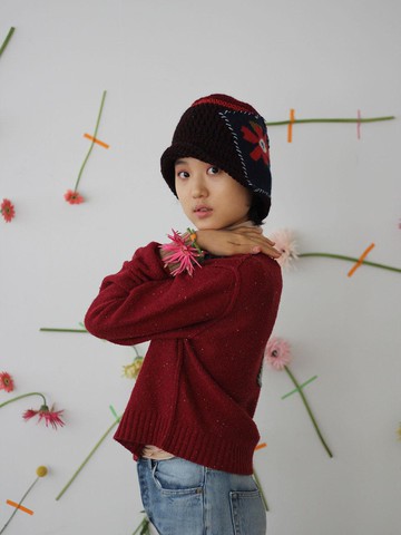 Flowering Bucket Hat Burgundy