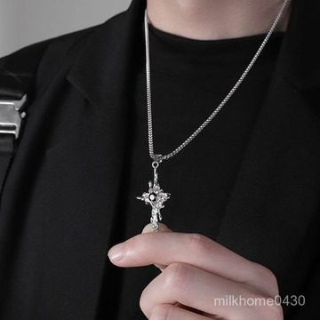 📿限時下殺📿WEIER複古蒼穹吊墜日韓項鏈925銀輕奢小衆潮高級男生2024新款闇黑