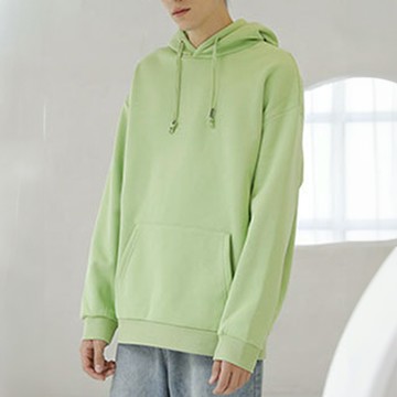 【悠意】連帽加絨寬鬆純色情侶長袖口袋短版T上衣（抓絨） # 120510 (現貨+預購)