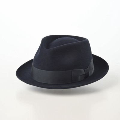 値下げ　マキシン ネイビー フェルトハット リボン付き  美品 r400