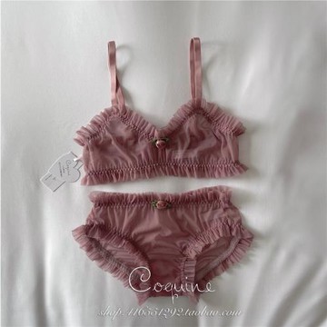 (免運)Coquine 100%handmade 玫瑰少女 藕色紗內衣套裝
