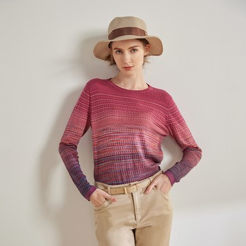 有機草木染圓領漸層長袖針織衫(2色)