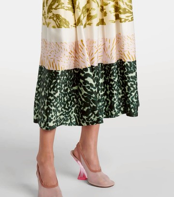 Dries Van Noten Printed satin midi skirt