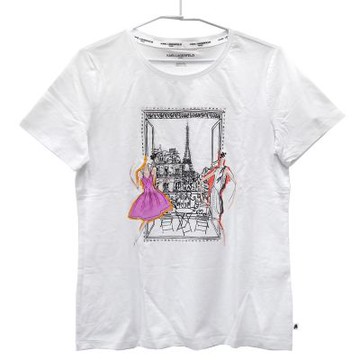 Karl Lagerfeld 卡爾巴黎花窗短袖上衣(白色)