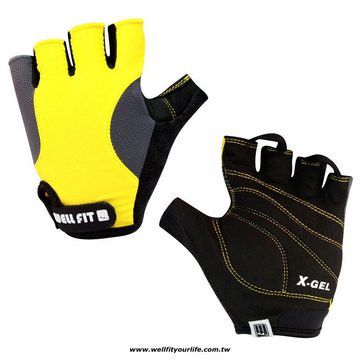 [WELL FIT 威飛客] X-GEL 防震 麂皮 公路自行車手套 - 黃色