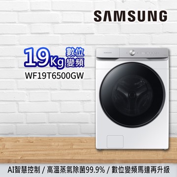 SAMSUNG三星 19KG AI衣管家 蒸洗脫 變頻滾筒洗衣機 WF19T6500GW/TW 冰原白
