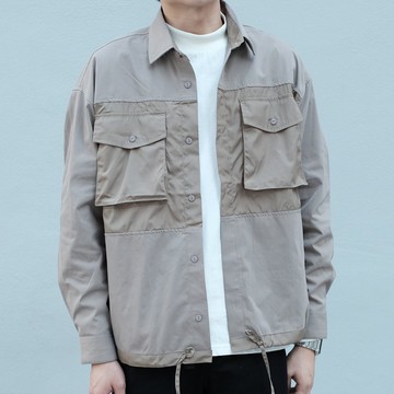 拼貼襯衫外套 Patchwork Shirt Jacket/簡約款式/純棉材質/情侶