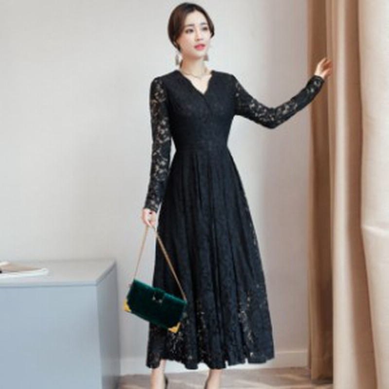 パーティードレス 代 30代 40代 50代 ロングドレス 黒 ワンピースドレス 長袖 総レース ドレス 結婚式 お呼ばれドレス ｖネック 春秋 通販 Lineポイント最大10 0 Get Lineショッピング