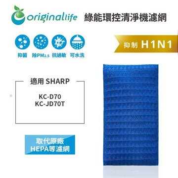 適用SHARP：KC-D70、KC-JD70T【Original Life】沅瑢 長效可水洗★超淨化PRO空氣清淨機濾網