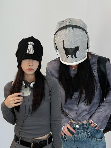 日系復古印花包頭帽子女卷邊百搭街頭時尚堆堆帽顯臉小冷帽