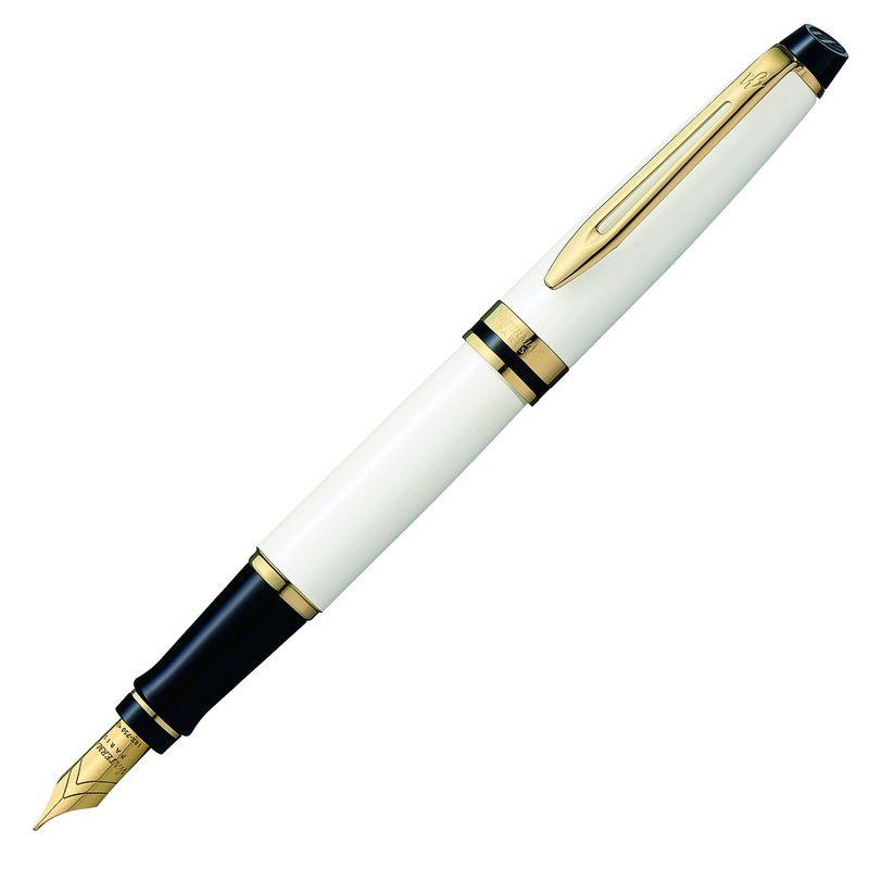 WATERMAN ウォーターマン 公式 万年筆 M 中字 エキスパート エッセンシャル アイボリーGT 2103840 両用式 ペン先18K