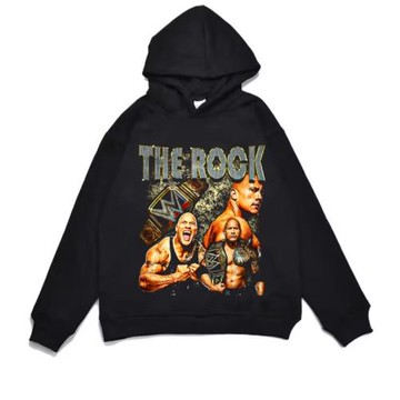 數碼直噴演員巨石強森強森the rock人物印花連帽加絨衛衣外套寬松