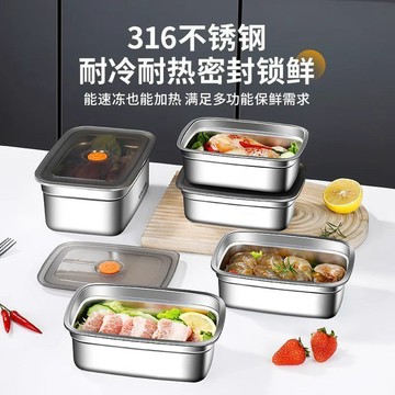 🔥臺灣出貨🔥長方形食品級不鏽鋼密封蓋野餐儲物冰箱便攜保雞蛋盒 多用盒冰箱收納盒 316不銹鋼保鮮盒 不銹鋼密封飯盒
