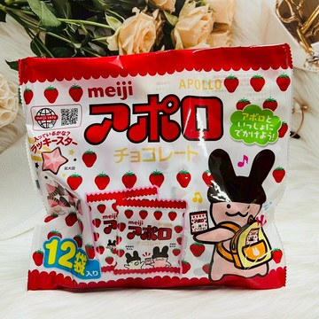 日本 meiji 明治 APOLLO 阿波羅 草莓可可風味糖 12袋入 阿波羅可可糖 草莓糖 可可糖