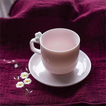 桃粉色陶瓷咖啡杯馬克杯女生生日禮物意式濃縮咖啡杯小容量茶水杯