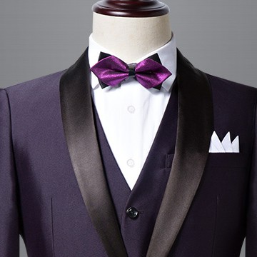 【拉福】高檔尖角領結新郎結婚領結糾糾(深紫色)