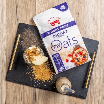 Red Tractor紅色拖拉機 | 奇亞籽& 亞麻籽Omega 3 燕麥片( WHEAT FREE無小麥)(500g)(5包入)