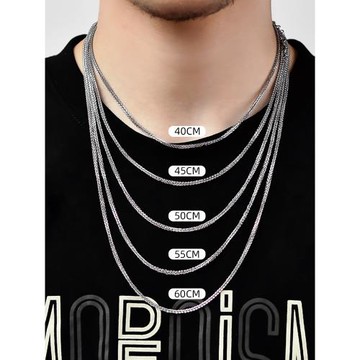 925純銀項鏈男士肖邦鏈長款粗鏈子配飾無吊墜掛繩鎖骨鏈替換鏈條