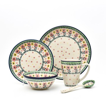 波蘭手工陶圓盤5件組